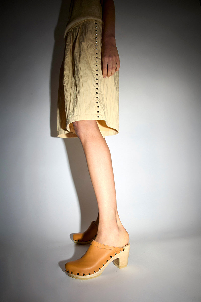 No.6 Old School Studded Clog on High Heel in Sunflower