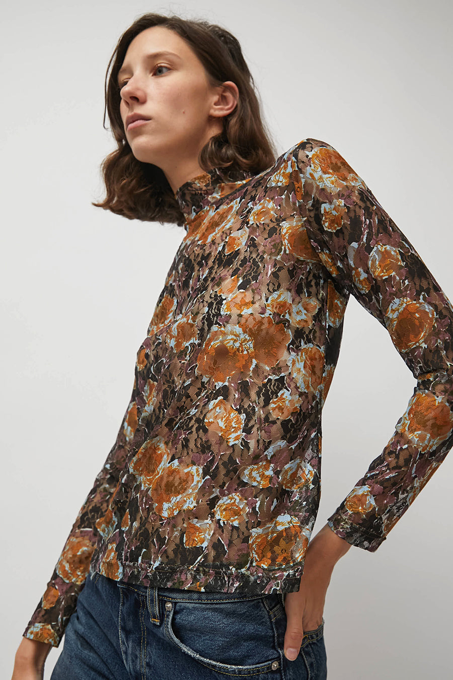 No.6 Rosa Turtleneck in Gold Roses