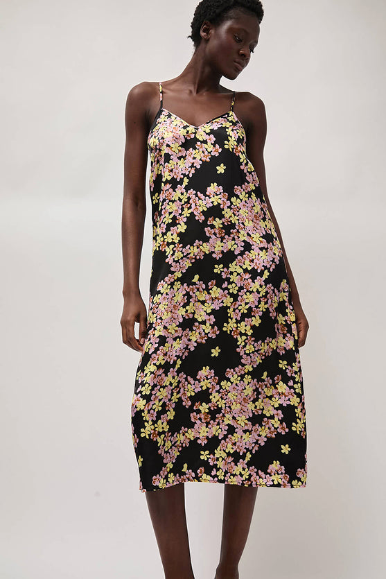 No.6 Sam Slip Dress in Black Pansy