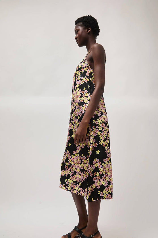 No.6 Sam Slip Dress in Black Pansy