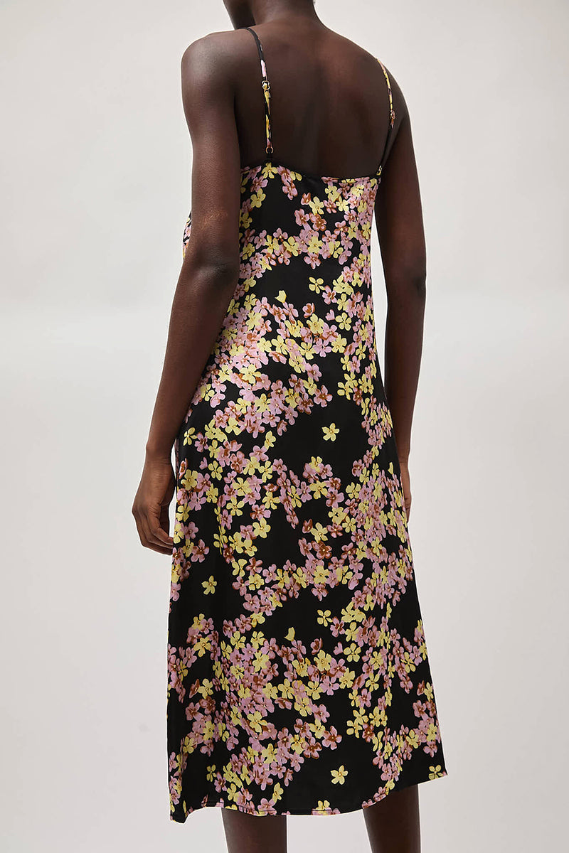 No.6 Sam Slip Dress in Black Pansy