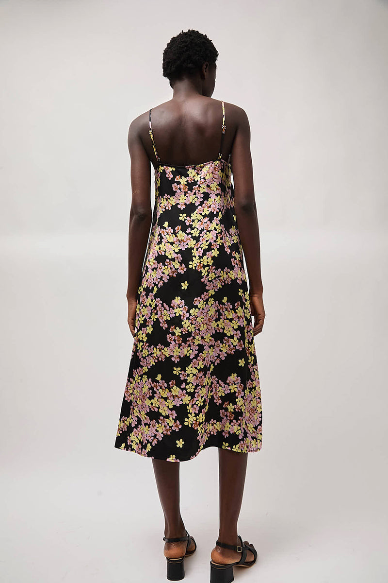 No.6 Sam Slip Dress in Black Pansy