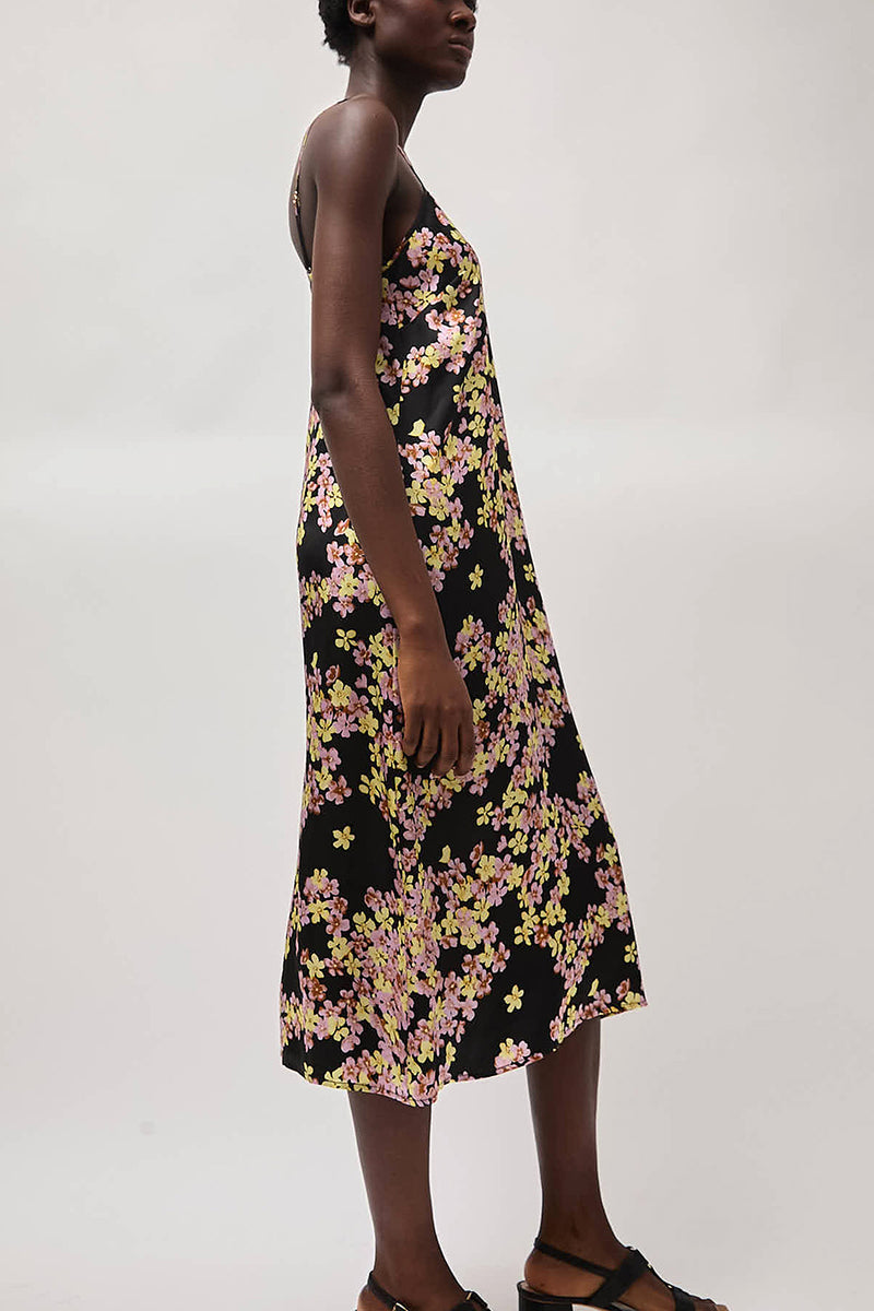 No.6 Sam Slip Dress in Black Pansy