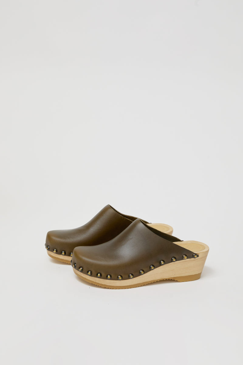 No.6 Sophie Studded Clog on Mid Wedge in Army
