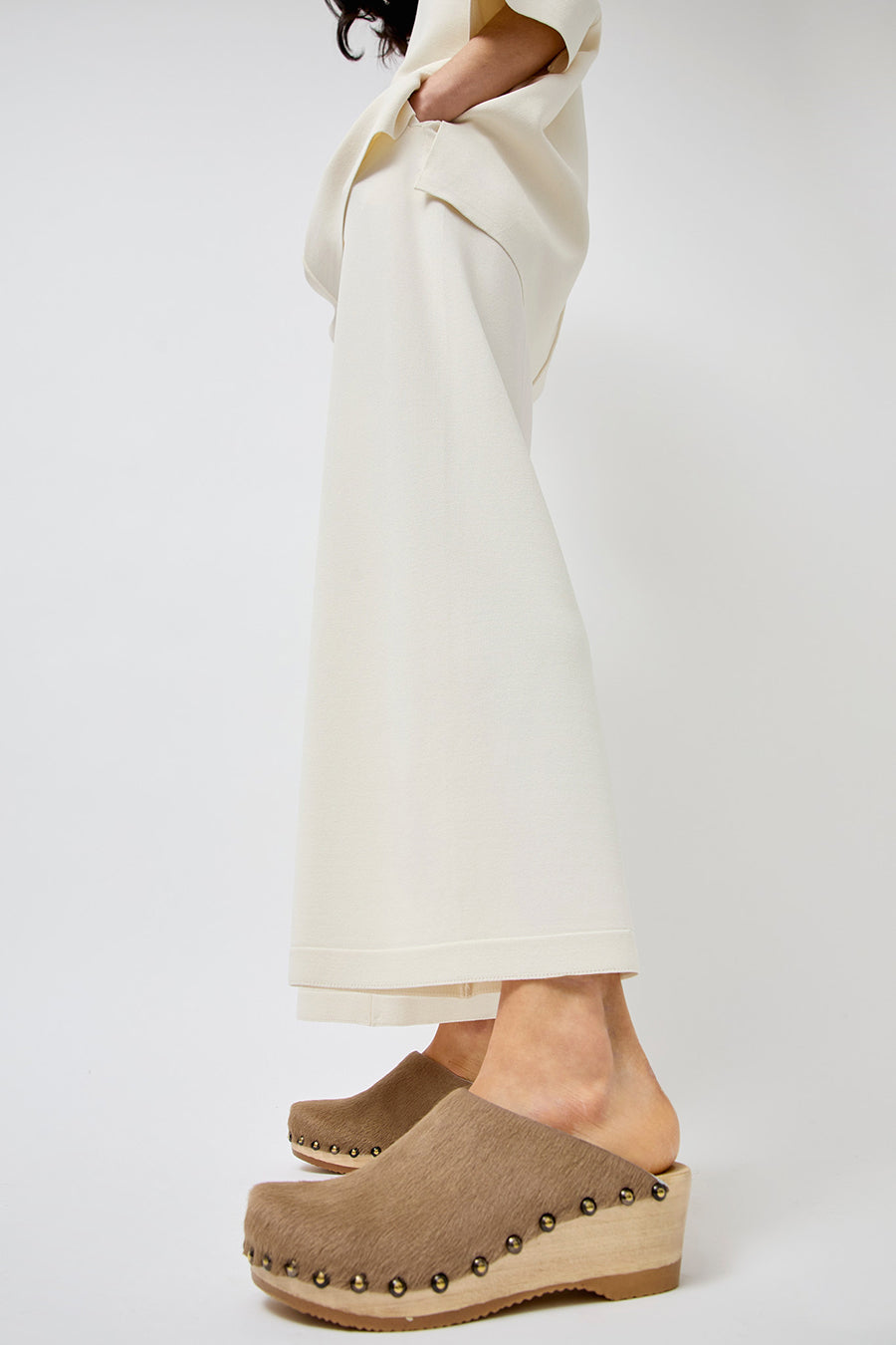 No.6 Sophie Studded Clog on Mid Wedge in Stone Pony