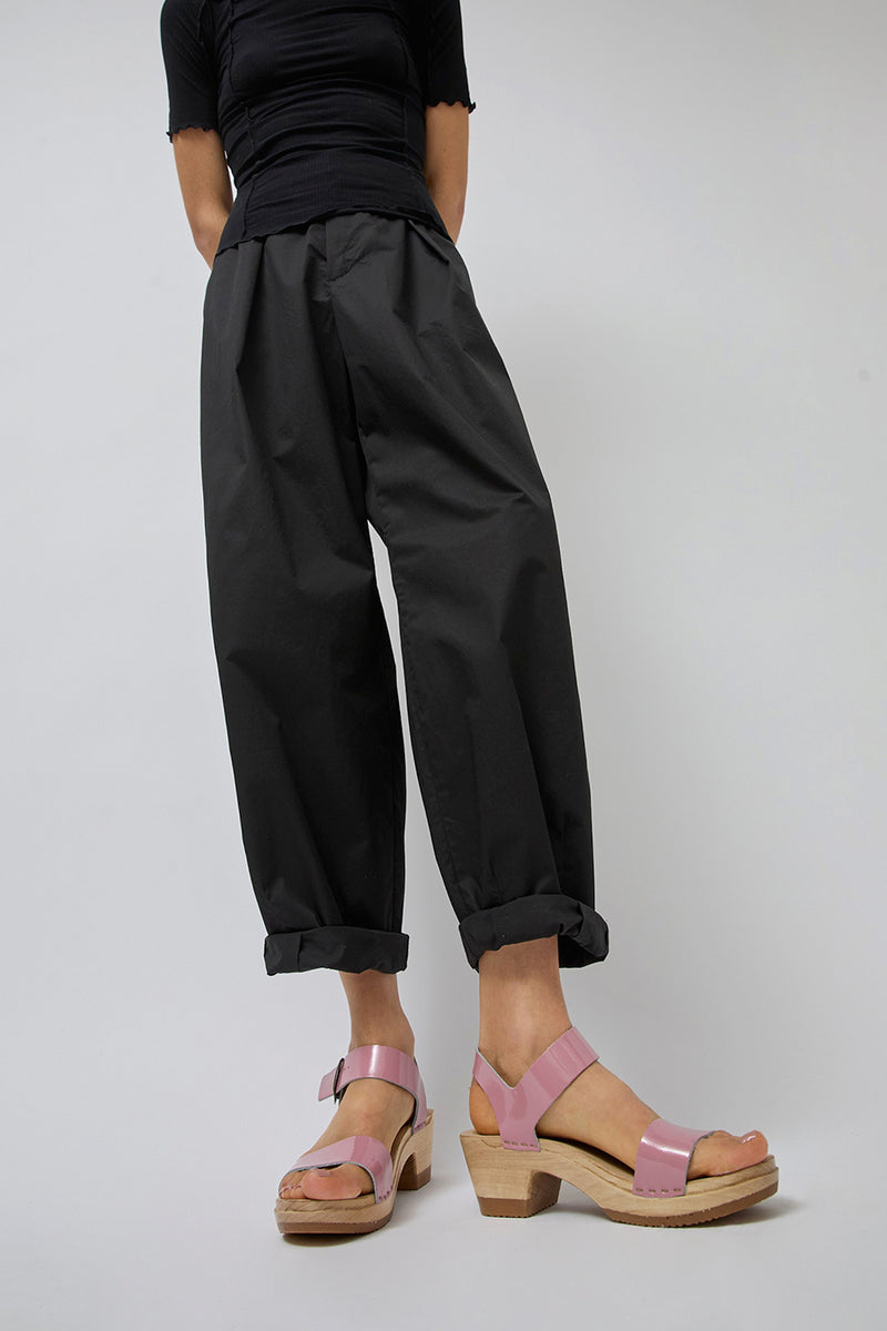 No.6 Two Strap Clog on Mid Heel in Mauve Patent