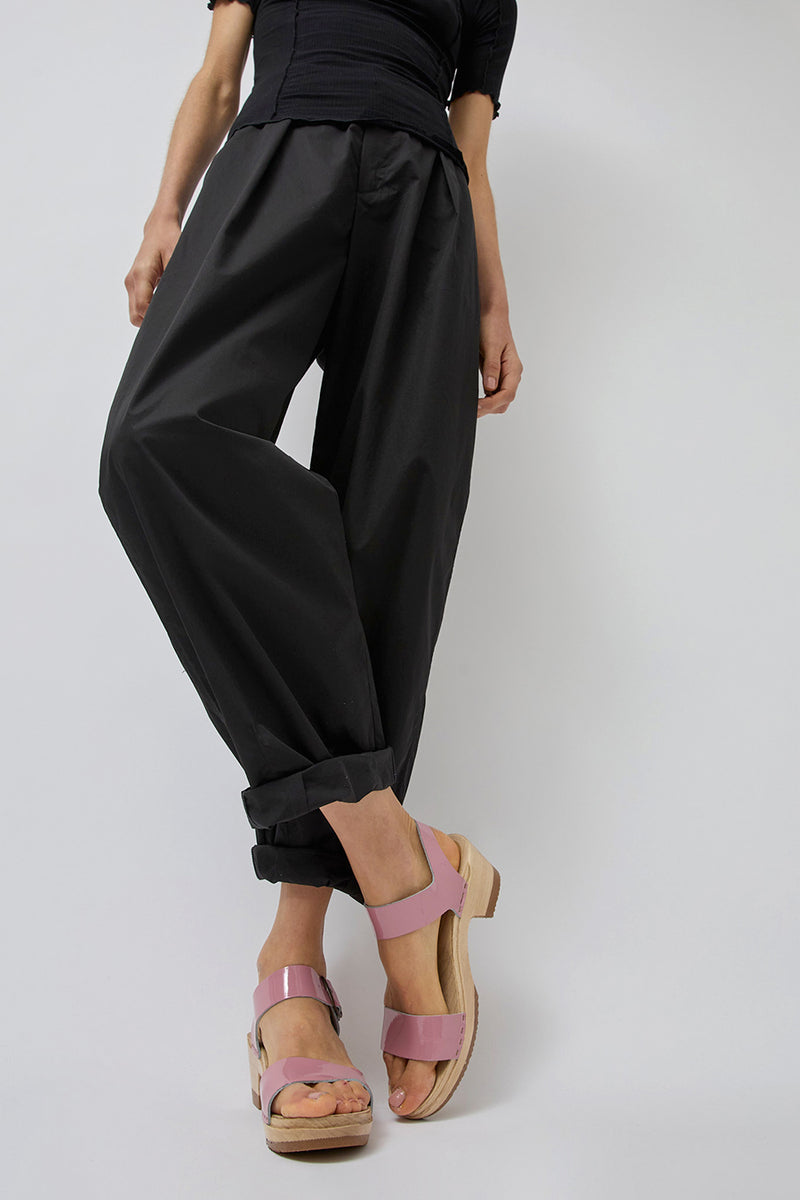 No.6 Two Strap Clog on Mid Heel in Mauve Patent