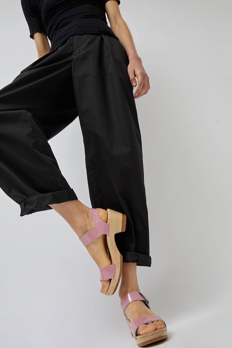 No.6 Two Strap Clog on Mid Heel in Mauve Patent