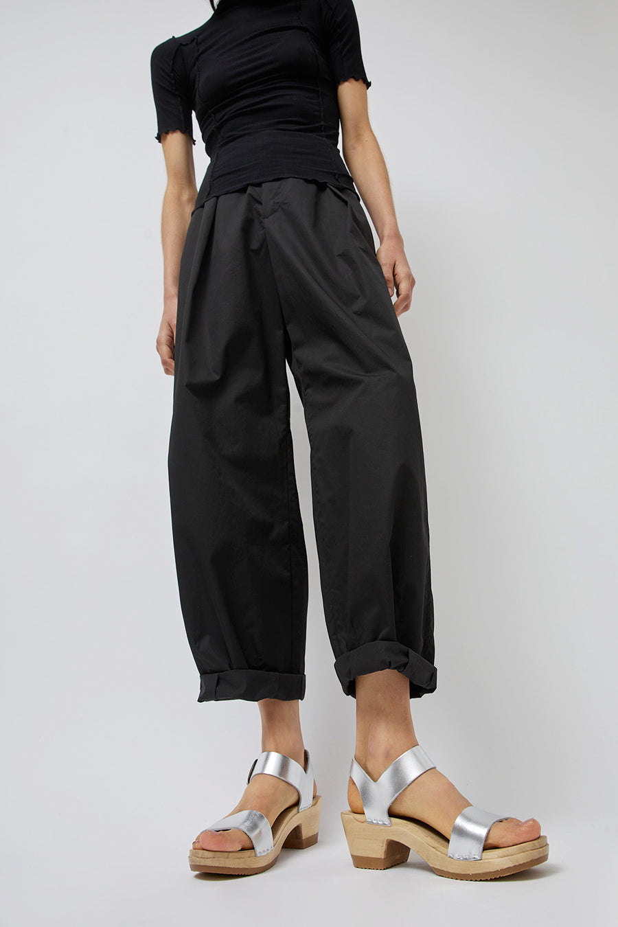 No.6 Two Strap Clog on Mid Heel in Silver