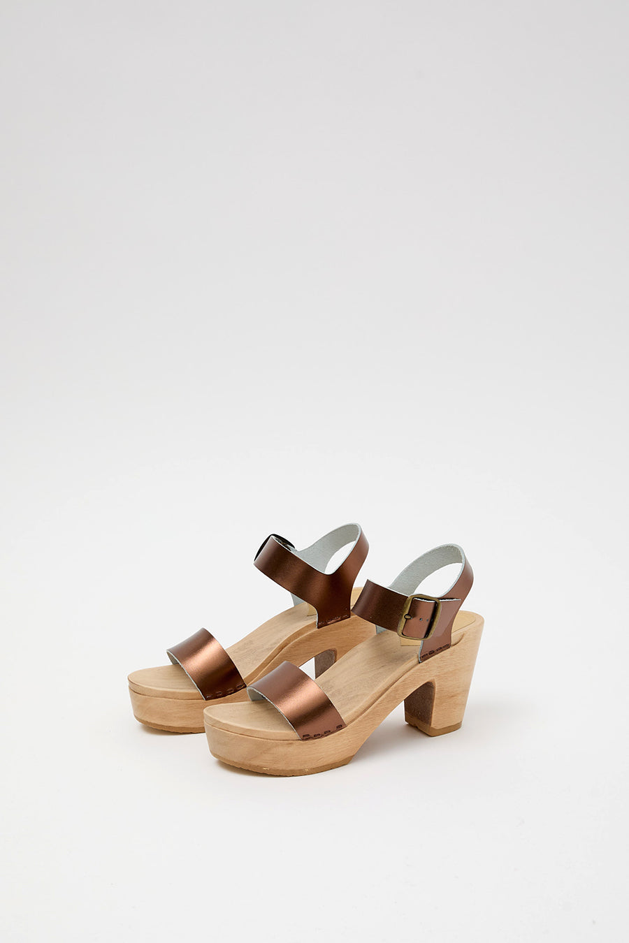 No.6 Two Strap Clog on Platform in Bronze Metallic