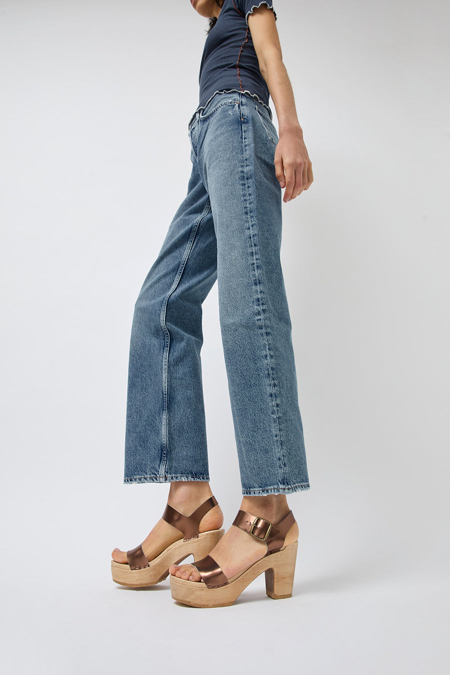 No.6 Two Strap Clog on Platform in Bronze Metallic