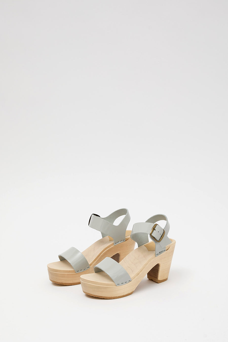 No.6 Two Strap Clog on Platform in Dove Patent