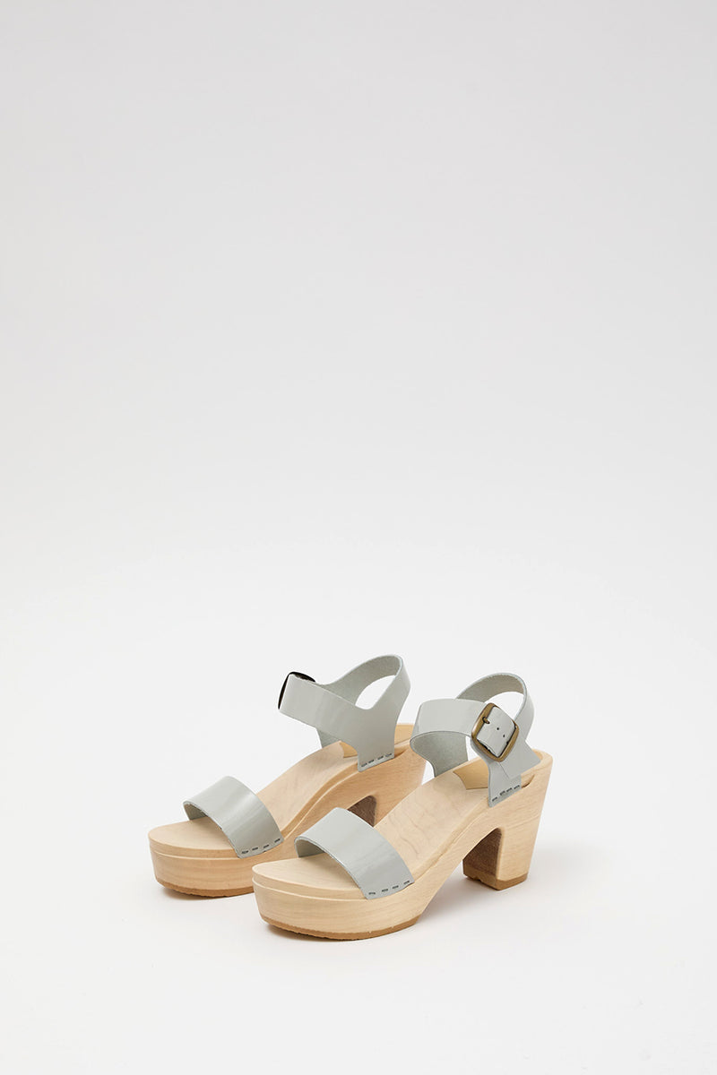 No.6 Two Strap Clog on Platform in Dove Patent