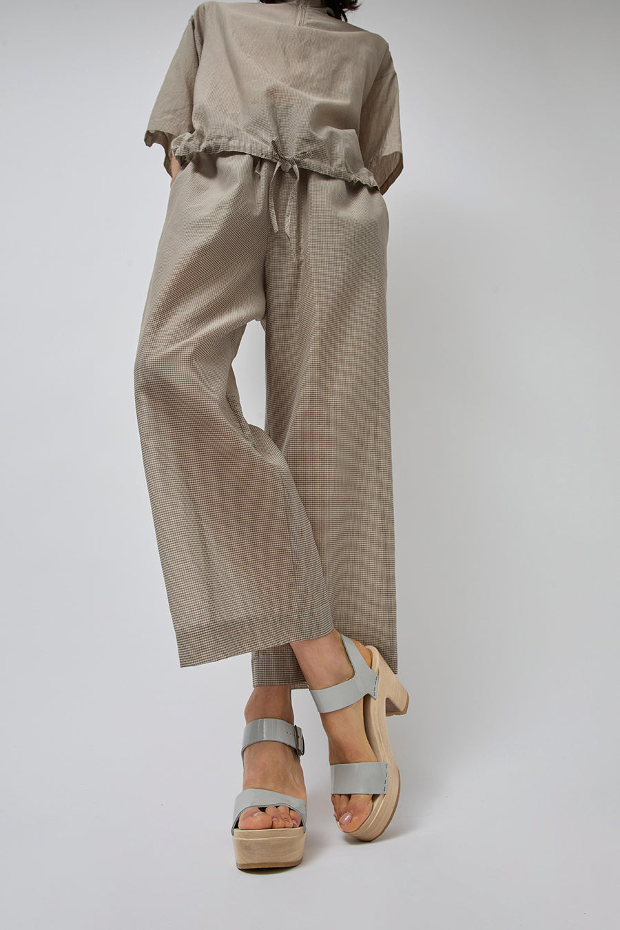 No.6 Two Strap Clog on Platform in Dove Patent