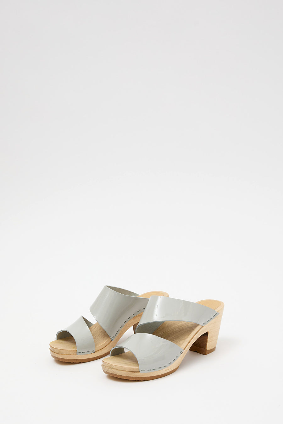 No.6 Valentina Clog on High Heel in Dove Patent