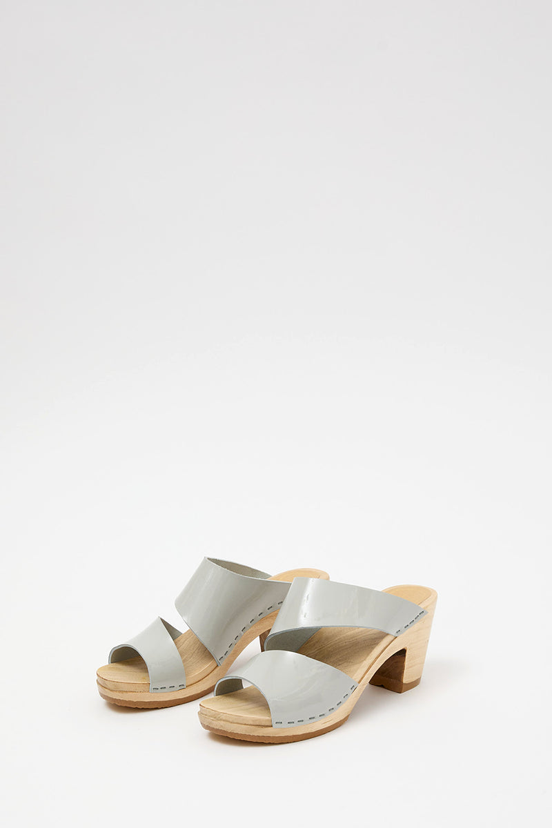 No.6 Valentina Clog on High Heel in Dove Patent