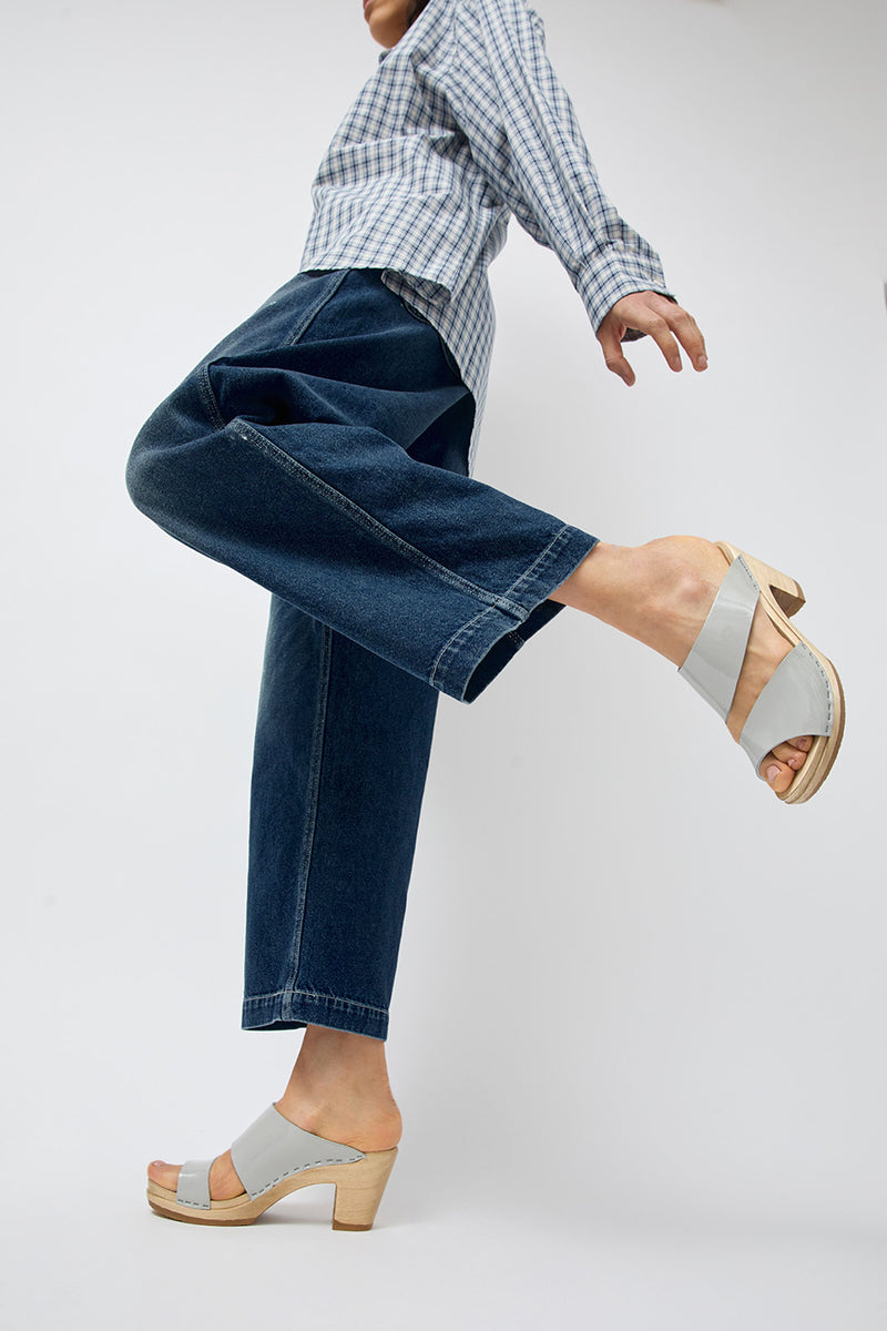 No.6 Valentina Clog on High Heel in Dove Patent