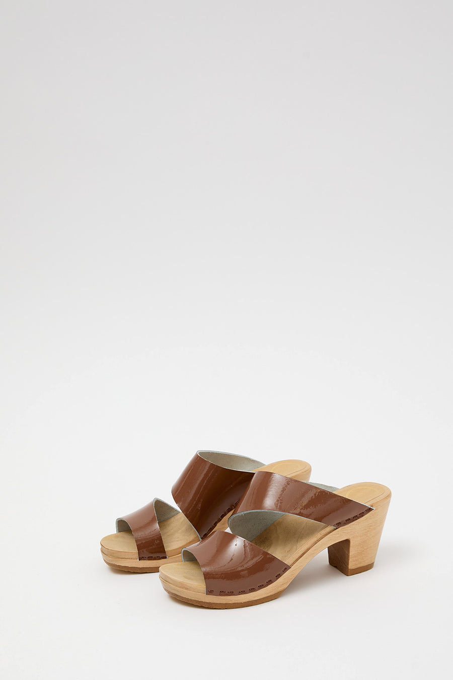 No.6 Valentina Clog on High Heel in Latte Patent