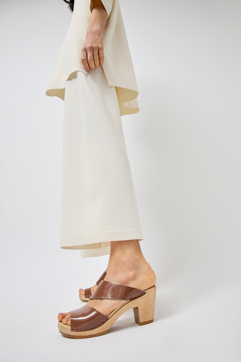 No.6 Valentina Clog on High Heel in Latte Patent