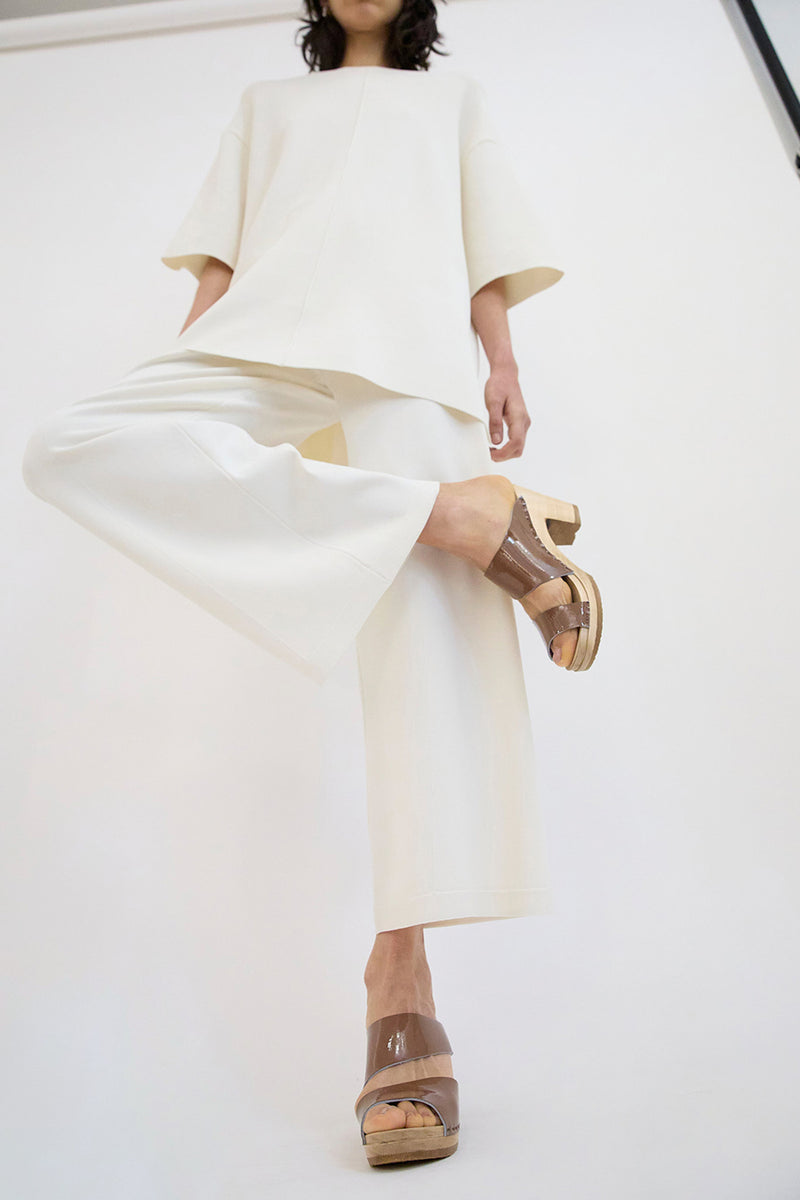 No.6 Valentina Clog on High Heel in Latte Patent