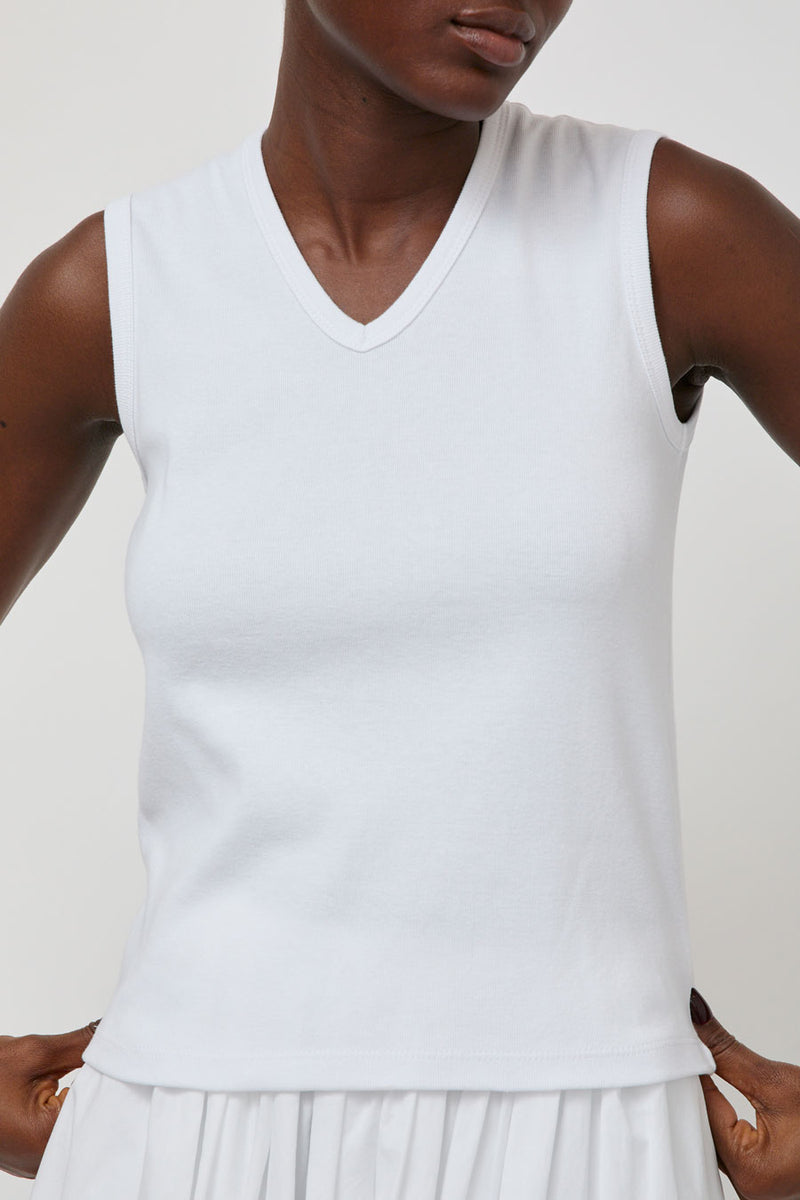 Nothing Written 90's V-Neck Sleeveless Top in White