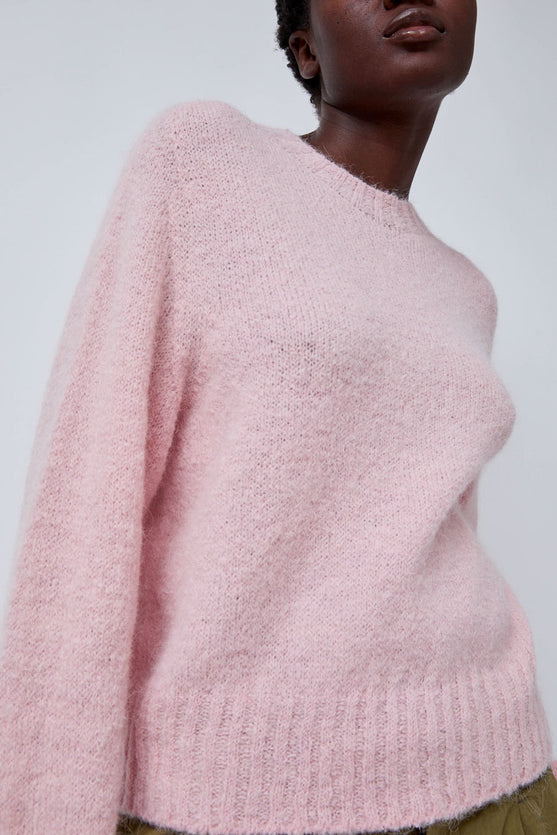 Nothing Written Alpaca Pullover Sweater in Baby Pink