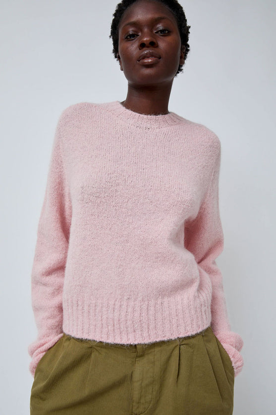 Nothing Written Alpaca Pullover Sweater in Baby Pink