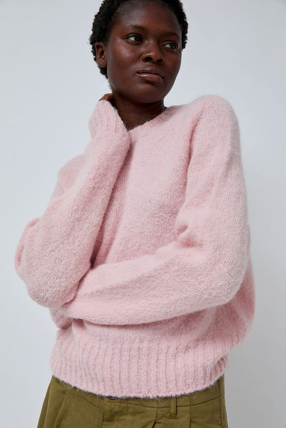 Nothing Written Alpaca Pullover Sweater in Baby Pink