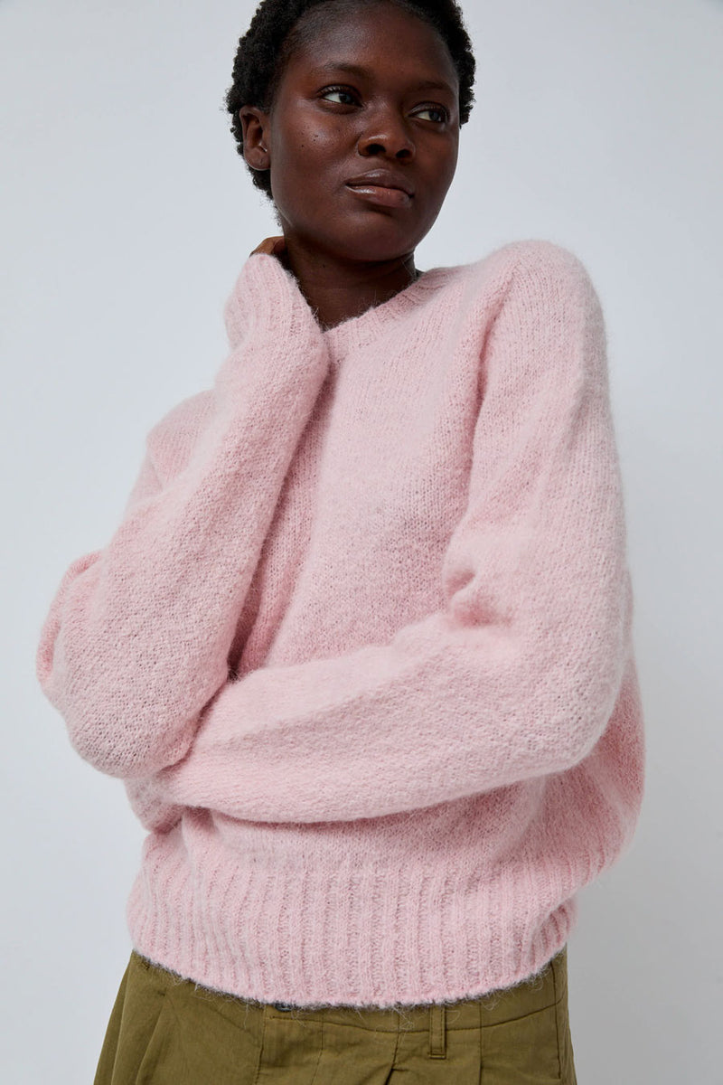 Nothing Written Alpaca Pullover Sweater in Baby Pink