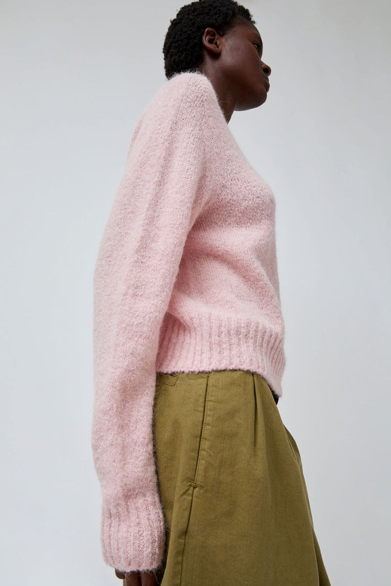 Nothing Written Alpaca Pullover Sweater in Baby Pink