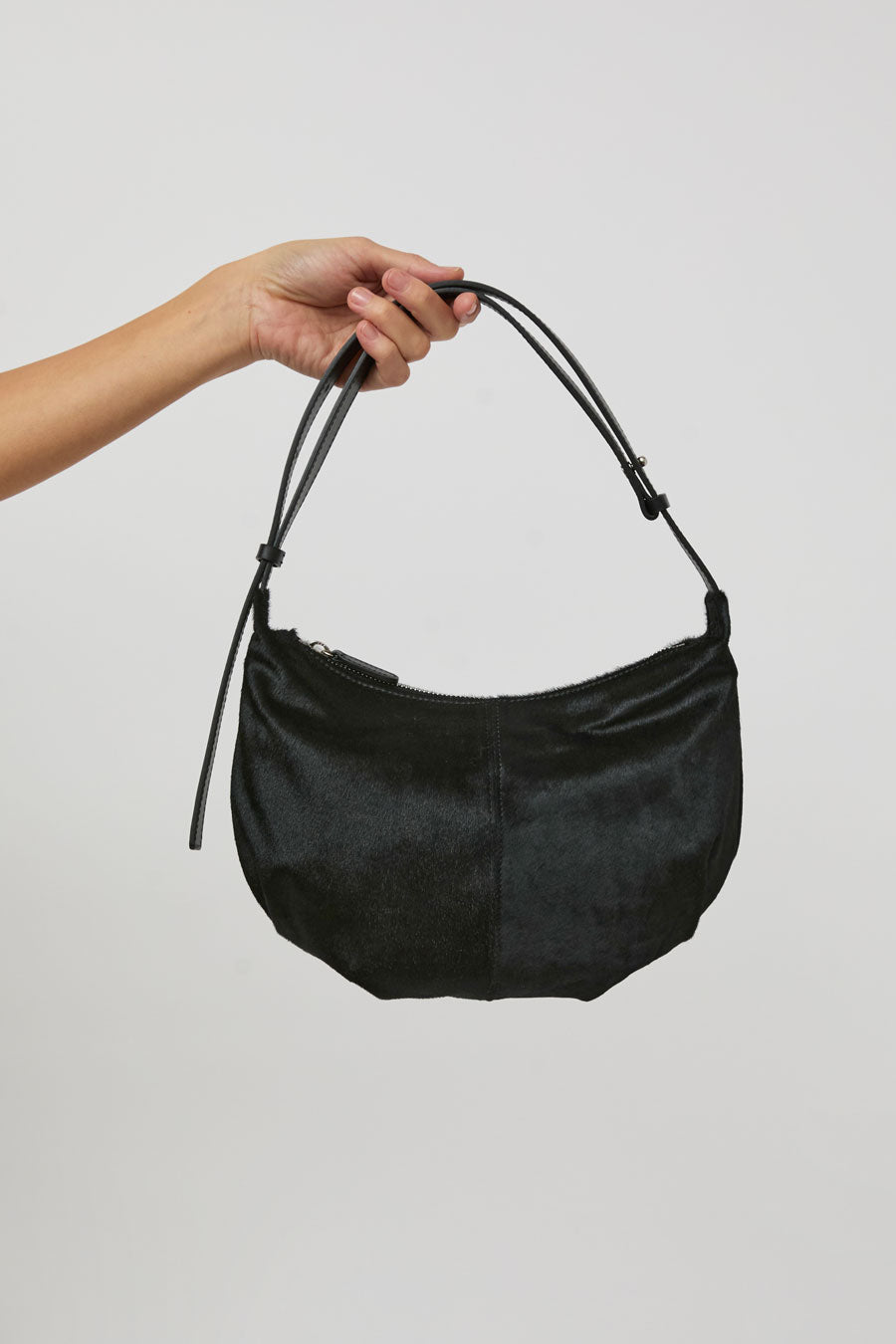 Nothing Written Calf Hair Shoulder Mini Bag in Furry Black