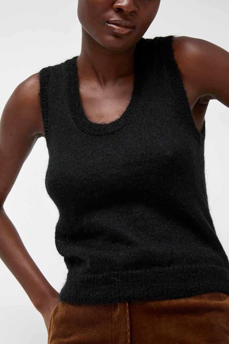 Nothing Written Carol U-Neck Vest in Black