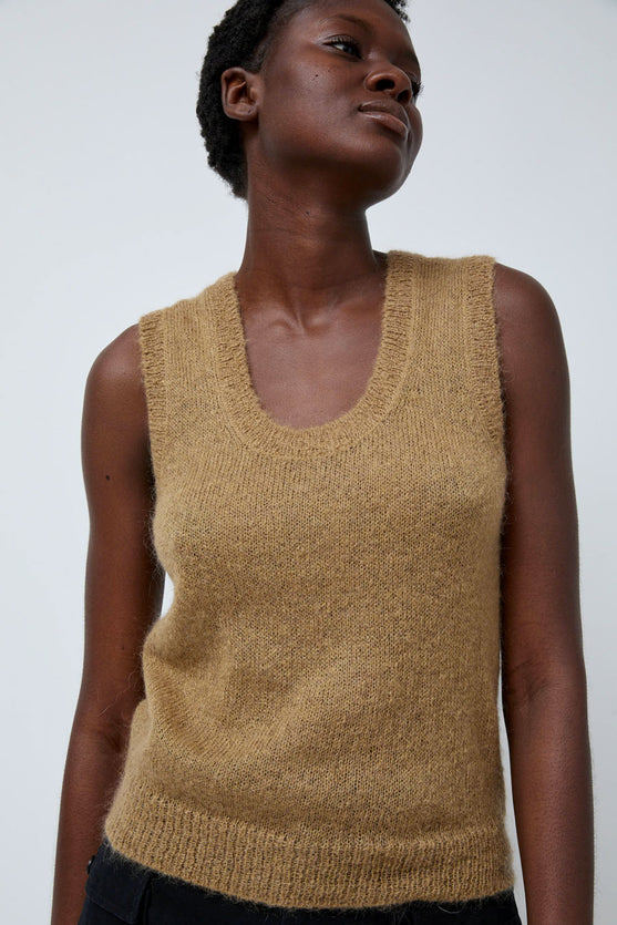 Nothing Written Carol U-Neck Vest in Khaki