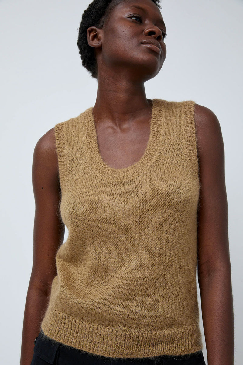 Nothing Written Carol U-Neck Vest in Khaki