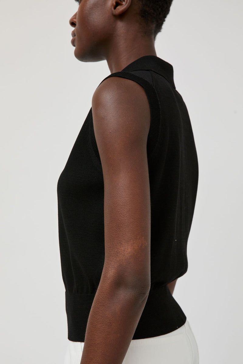 Nothing Written Knit Polo Neck Sleeveless in Black