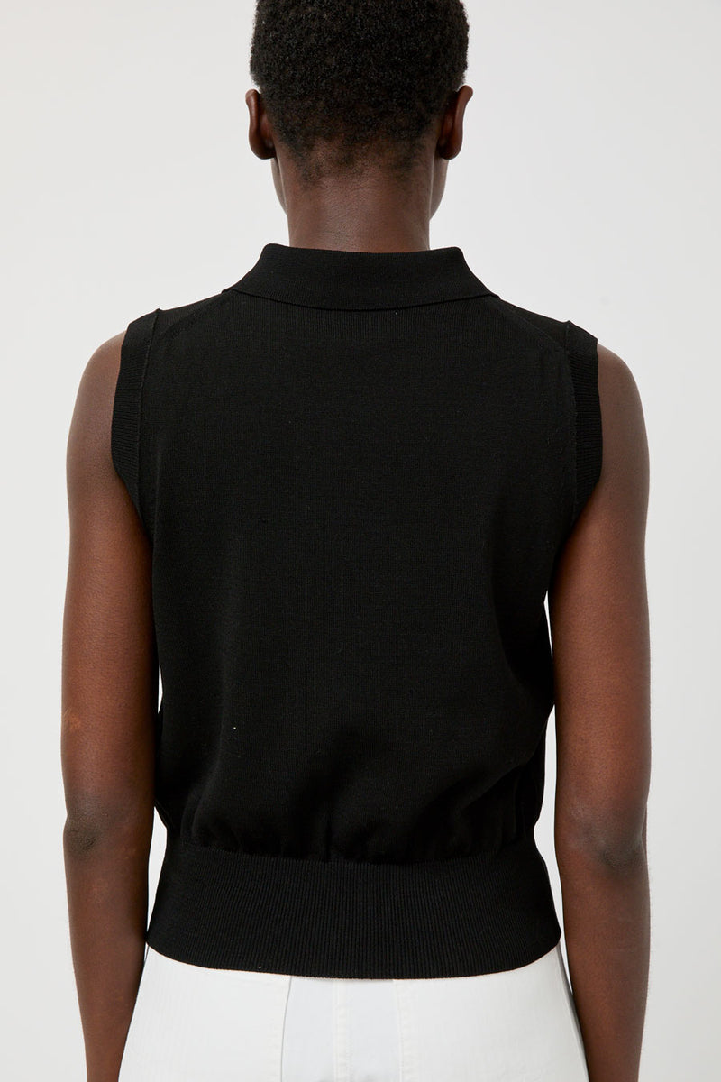 Nothing Written Knit Polo Neck Sleeveless in Black