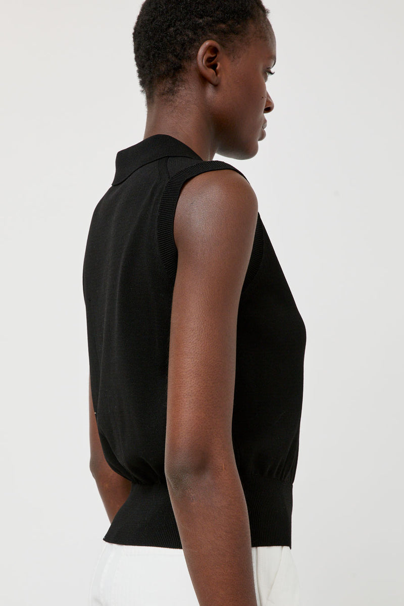 Nothing Written Knit Polo Neck Sleeveless in Black