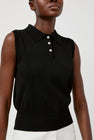 Nothing Written Knit Polo Neck Sleeveless in Black