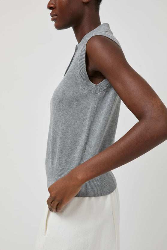 Nothing Written Knit Polo Neck Sleeveless in Gray