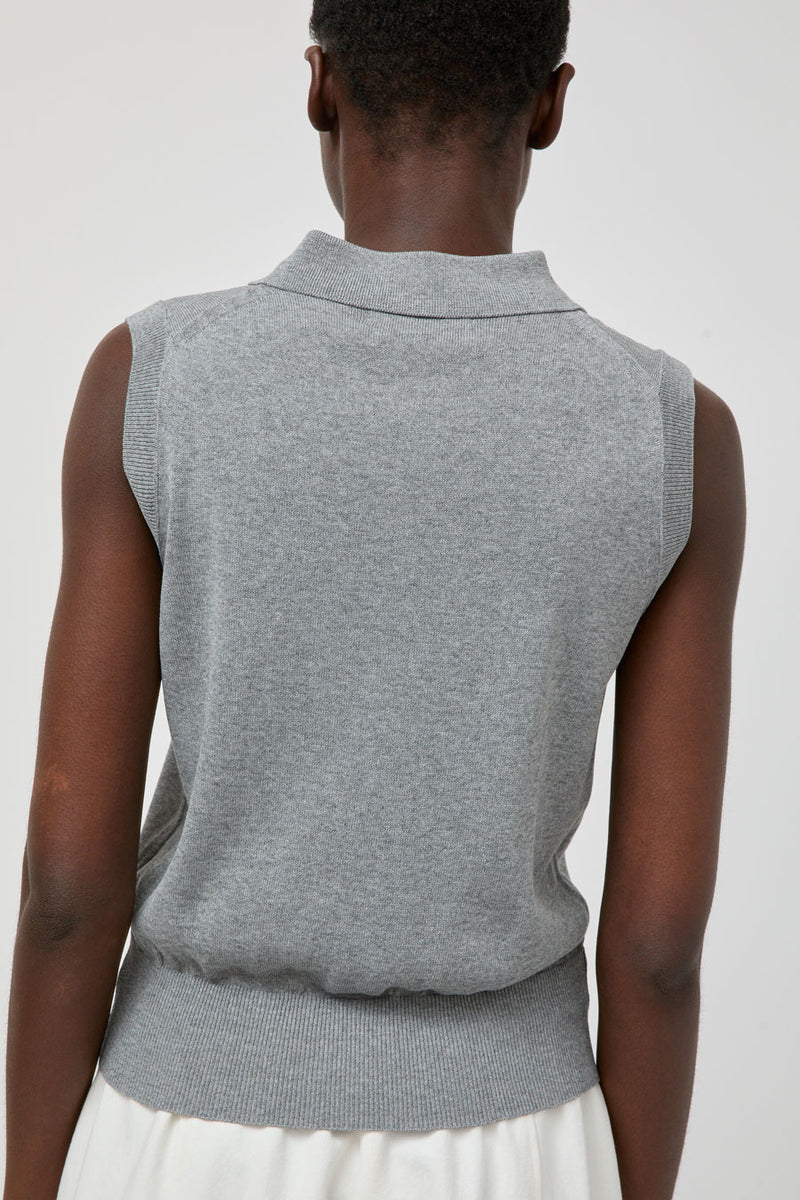 Nothing Written Knit Polo Neck Sleeveless in Gray