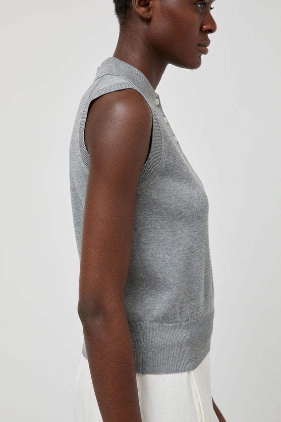 Nothing Written Knit Polo Neck Sleeveless in Gray