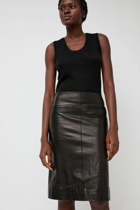 Leather midi skirt pencil best sale