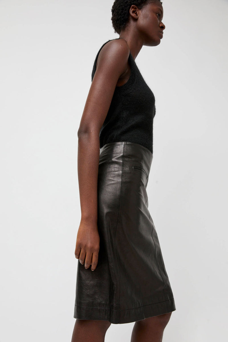 Nothing Written Leather Midi Skirt in Black No.6 Store