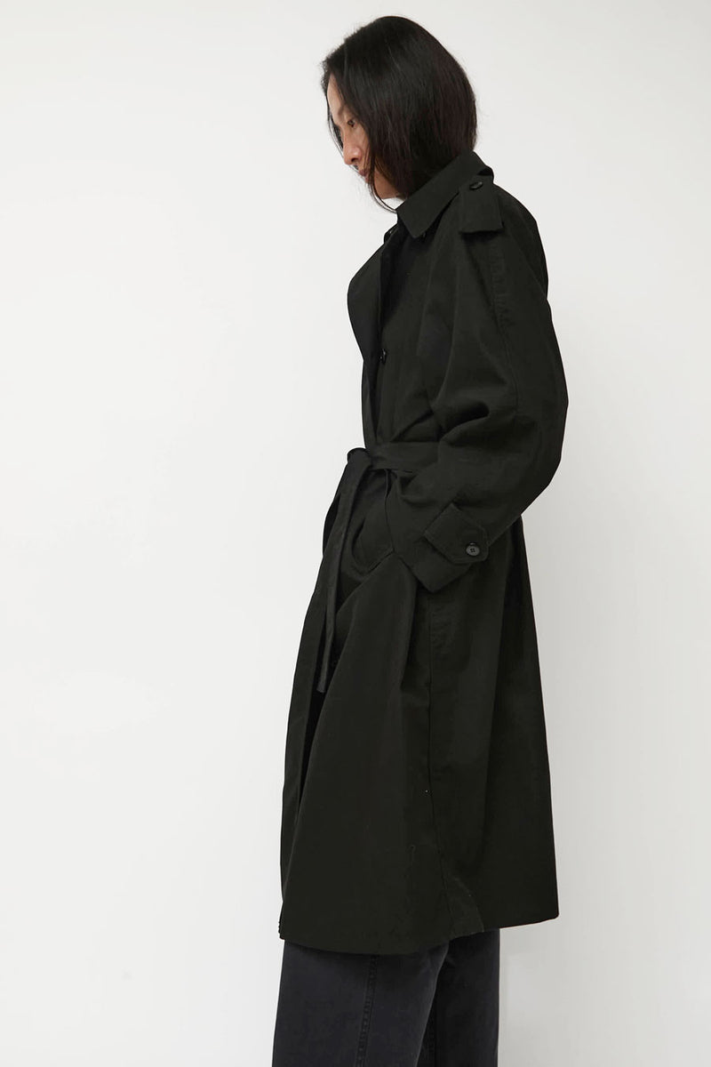 Nothing Written Oversized Double-Breasted Trench in Black