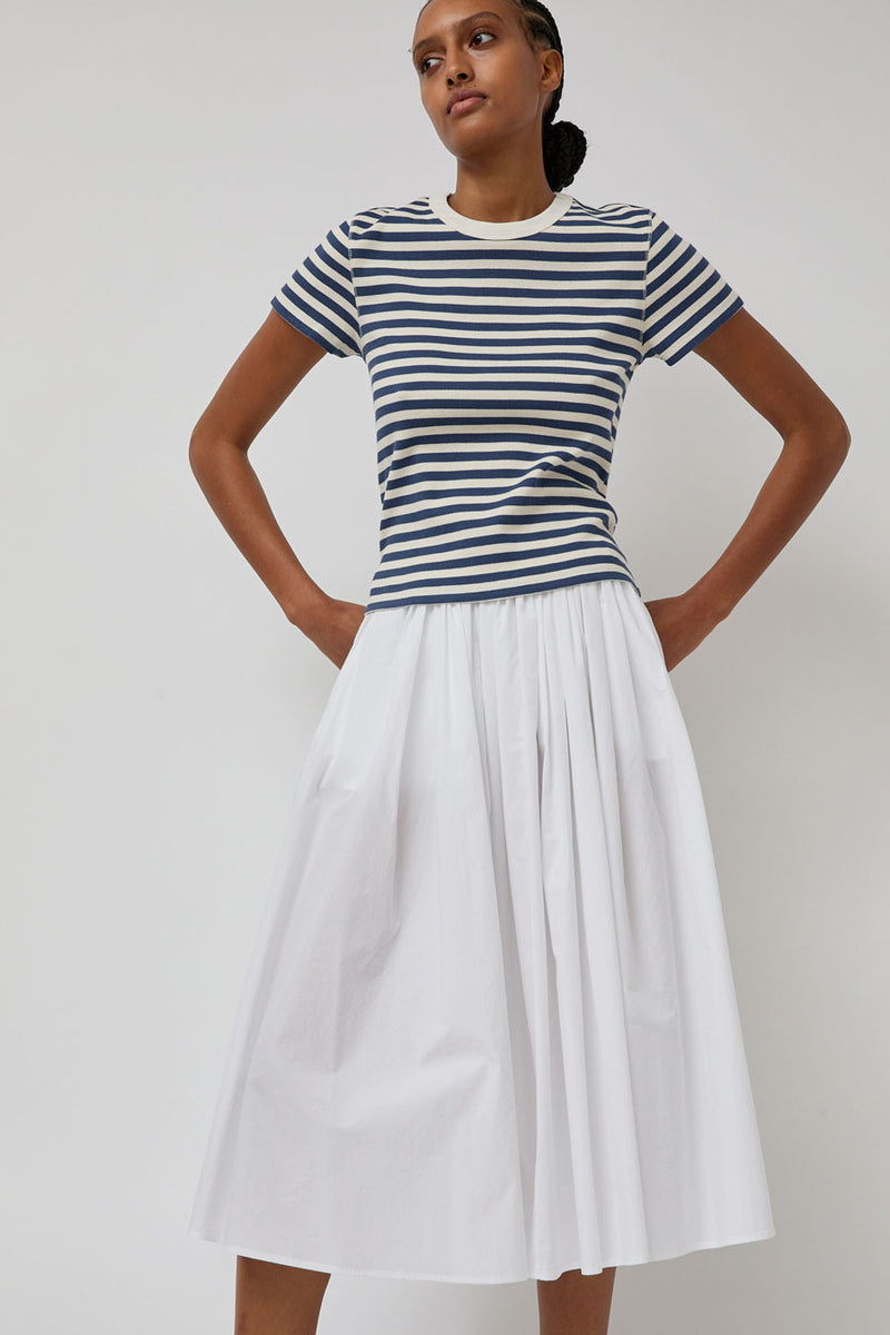 Nothing Written Pippa Stripe Rib T-Shirt in Ivory Navy