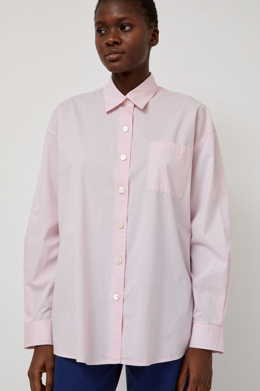 Nothing Written Timon Striped Cotton Shirt in Pastel Pink