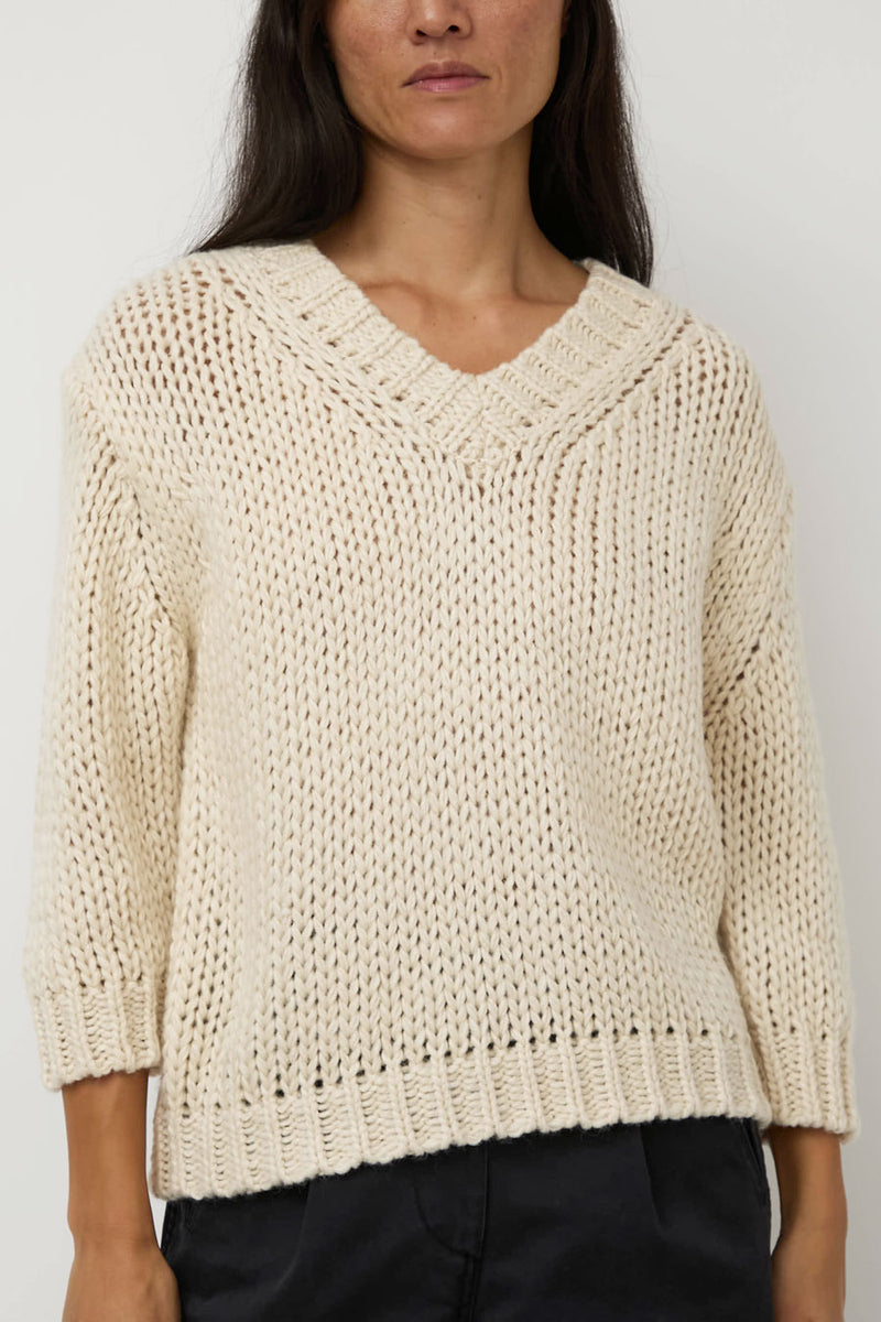 Nothing Written Wide V-Neck Sweater in Ivory