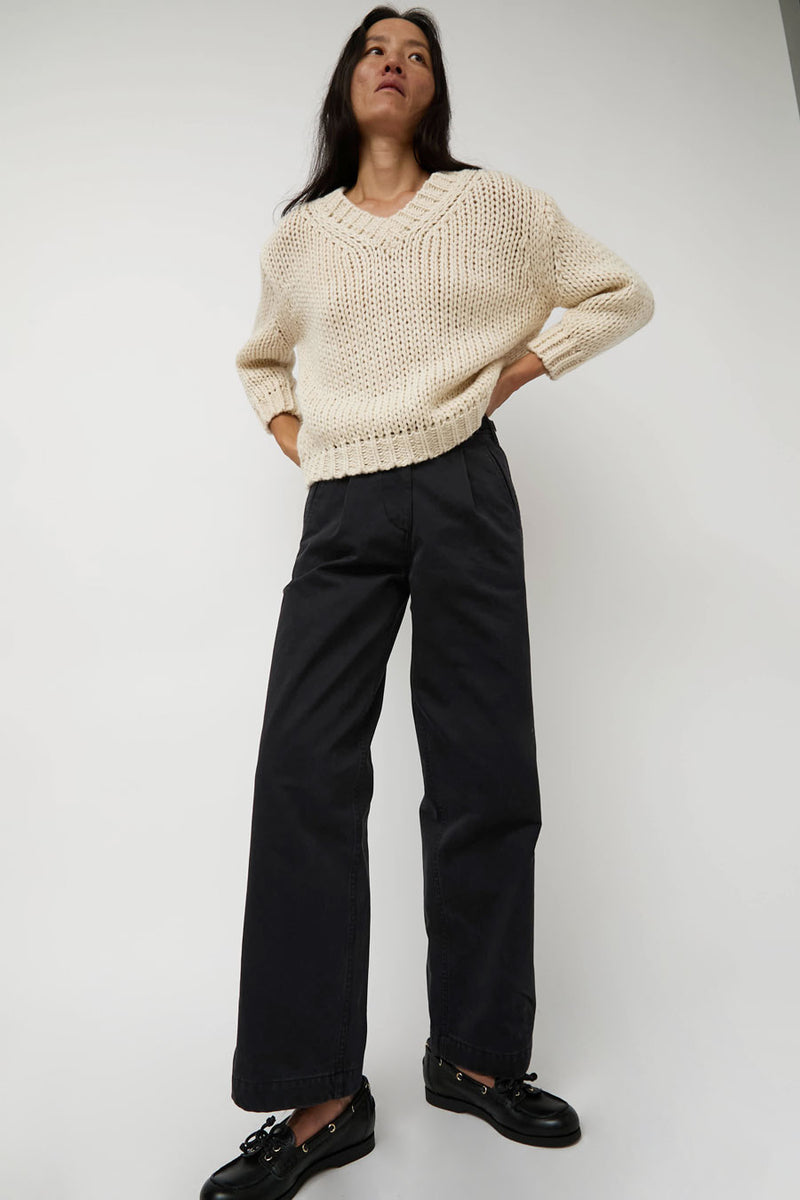 Nothing Written Wide V-Neck Sweater in Ivory