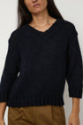 Nothing Written Wide V-Neck Sweater in Navy