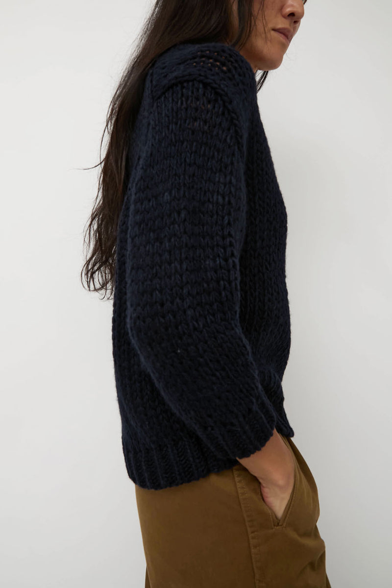 Nothing Written Wide V-Neck Sweater in Navy